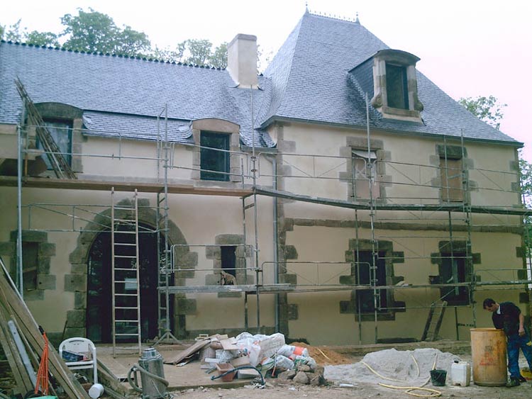 rénovation d'enduit au manoir des indes à Quimper