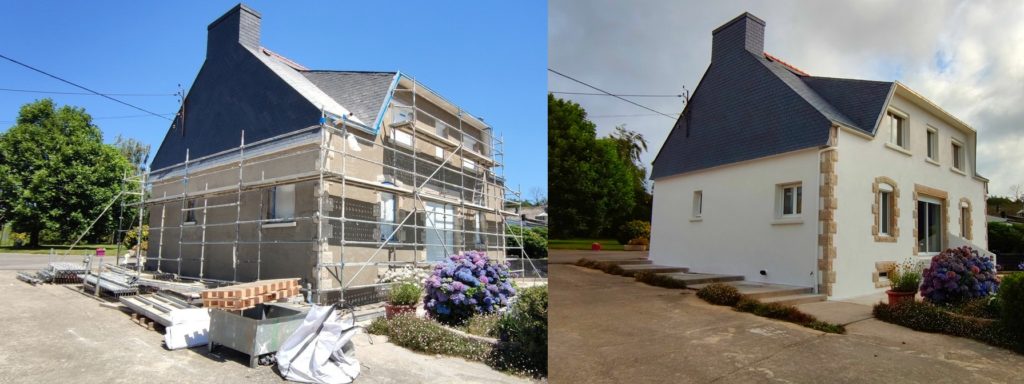rénovation de façade à Elliant (Finistère)