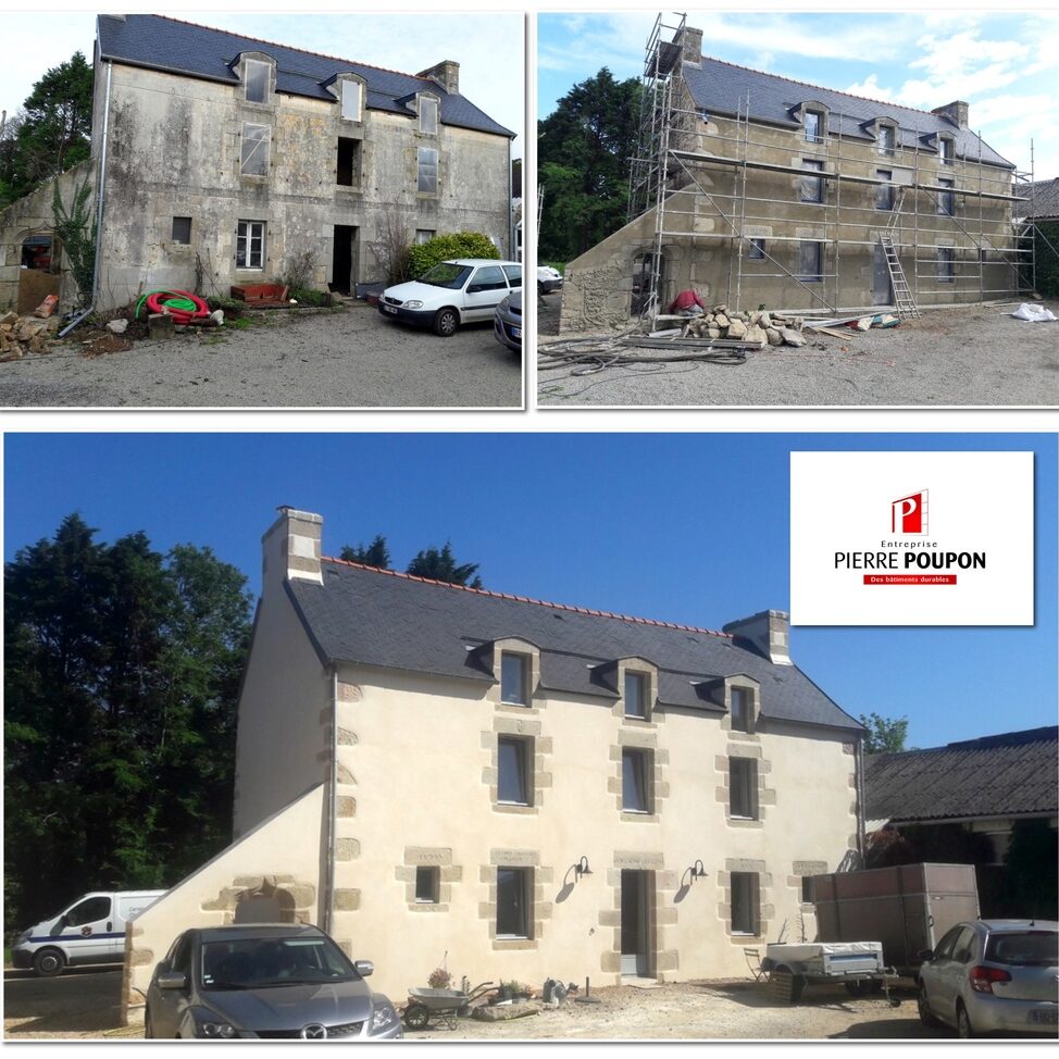 Rénovation d'enduits sur la façade avant de la maison